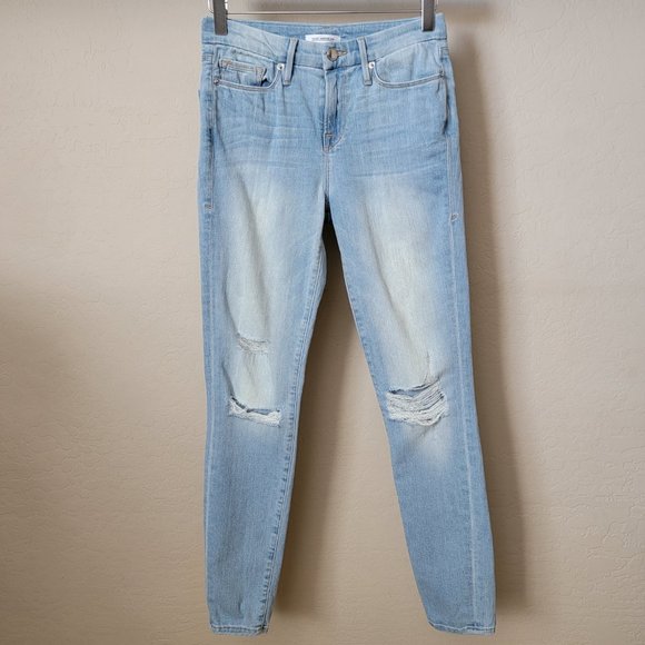 Good American Distressed Light Wash Good Legs Skinny Jeans - Picture 2 of 14